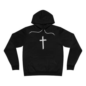Distressed Cross graphic Hoodie | Stronger With God vertical back text