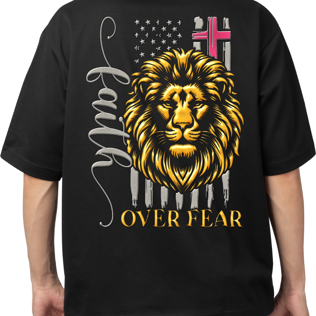 Lion Over Fear Hoodie — Patriotic American Flag Lion Graphic Sweatshirt - Image 2