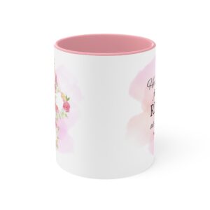 Floral Cross Accent Mug — Pink Christian Coffee Cup, Religious Gift for Easter & Mothers